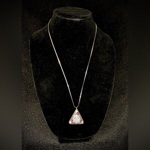 Vintage Italian Sterling Hand-Painted Double-Sided Pendant Necklace item#0035